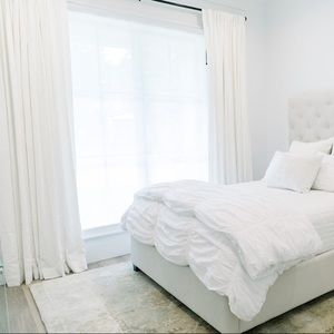 Pottery Barn Seaton Textured Cotton Curtain - White 50” x 108” - 2 panels